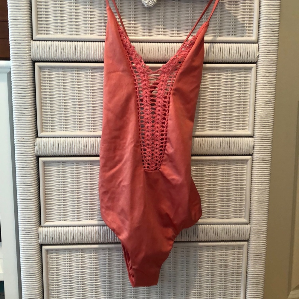 Pink one piece bathing suit